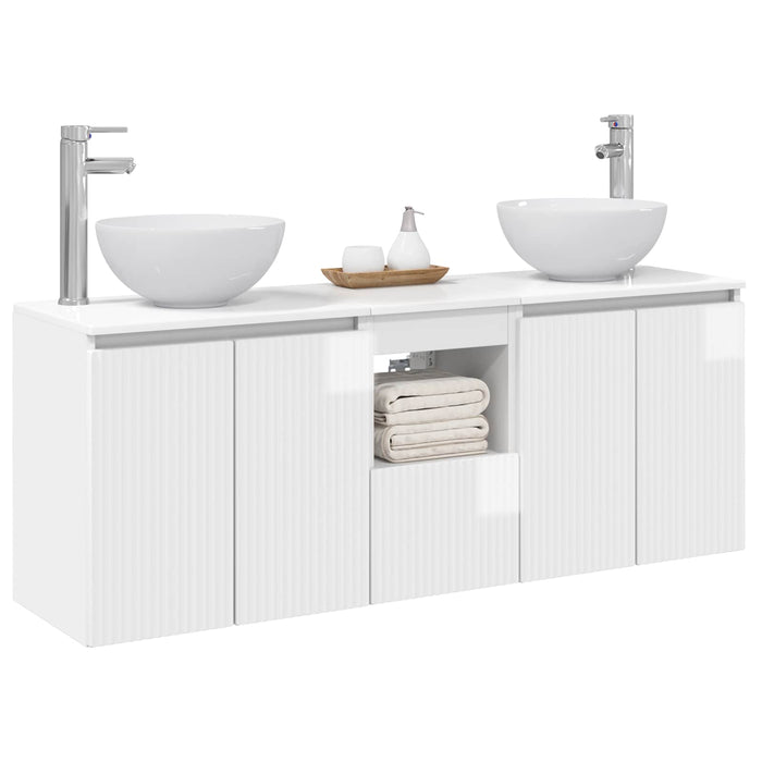 Set dulap baie 3 buc. Alb foarte lucios 49,5 x 41 x 64,5 cm WALTI
