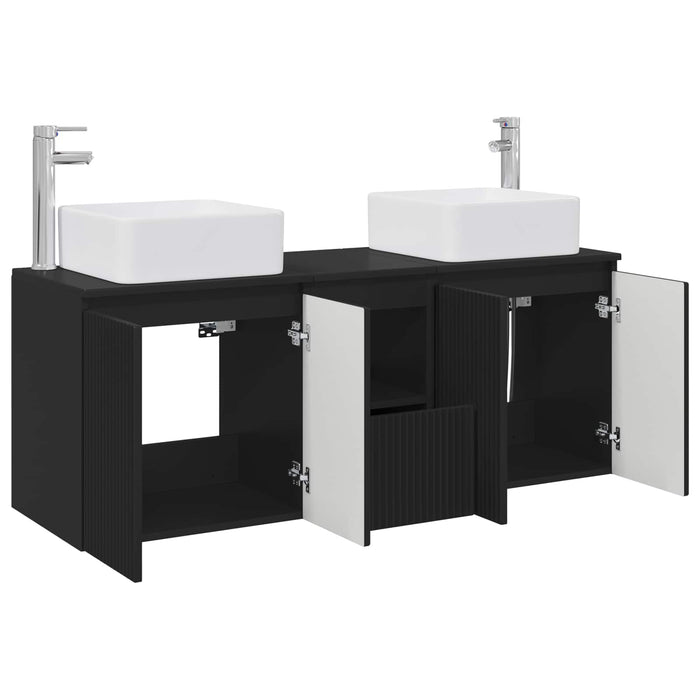 Set dulap baie 3 buc. Negru 49,5 x 41 x 63 cm Lemn prelucrat WALTI