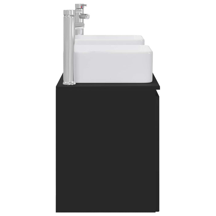 Set dulap baie 3 buc. Negru 49,5 x 41 x 63 cm Lemn prelucrat WALTI