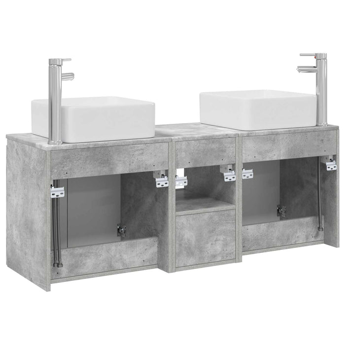 Set dulap baie 3 buc. Gri Beton 49,5 x 41 x 63 cm WALTI