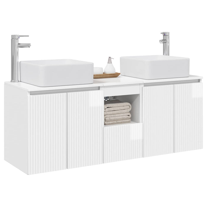 Set dulap baie 3 buc. Alb foarte lucios 49,5 x 41 x 63 cm WALTI