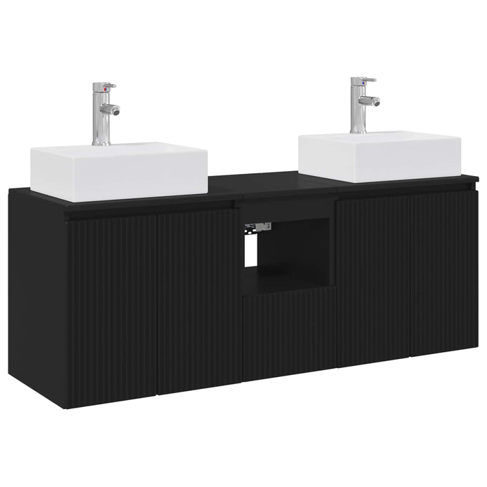 Set dulap baie 3 buc. Negru 49,5 x 41 x 62,5 cm Lemn prelucrat WALTI