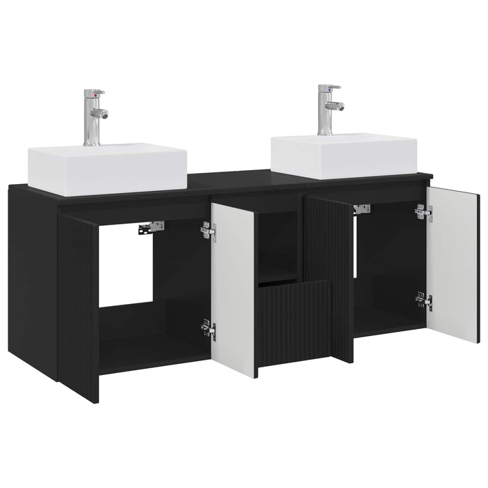 Set dulap baie 3 buc. Negru 49,5 x 41 x 62,5 cm Lemn prelucrat WALTI
