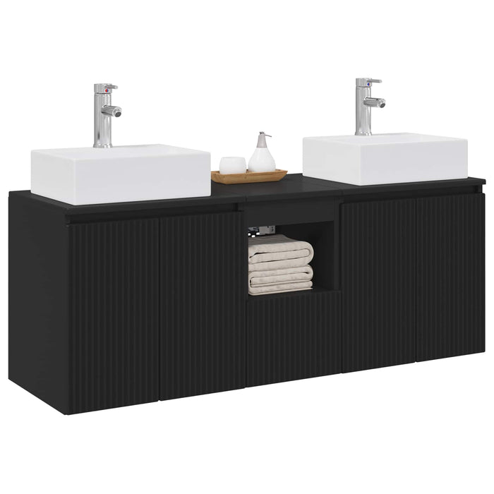 Set dulap baie 3 buc. Negru 49,5 x 41 x 62,5 cm Lemn prelucrat WALTI
