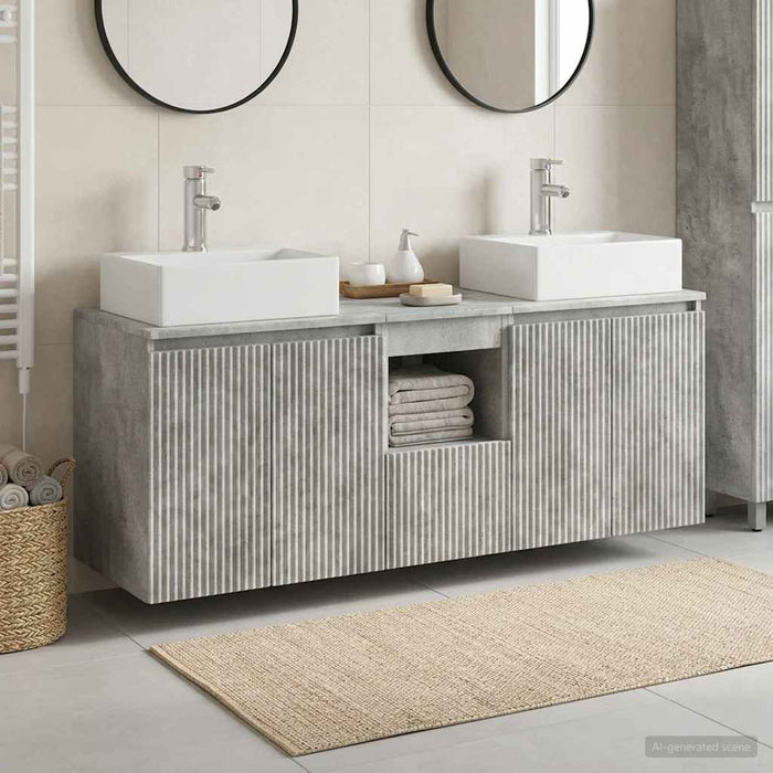 Set dulap baie 3 buc. Gri Beton 49,5 x 41 x 62,5 cm WALTI