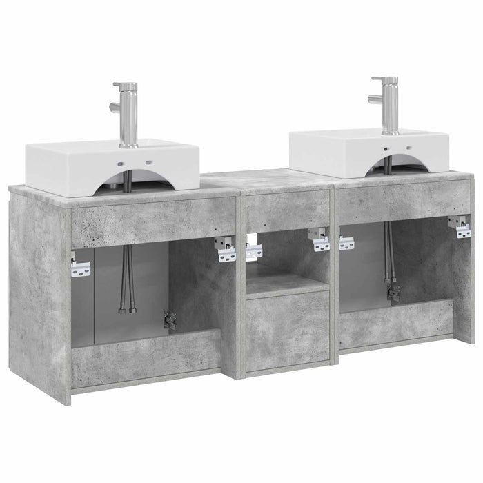 Set dulap baie 3 buc. Gri Beton 49,5 x 41 x 62,5 cm WALTI