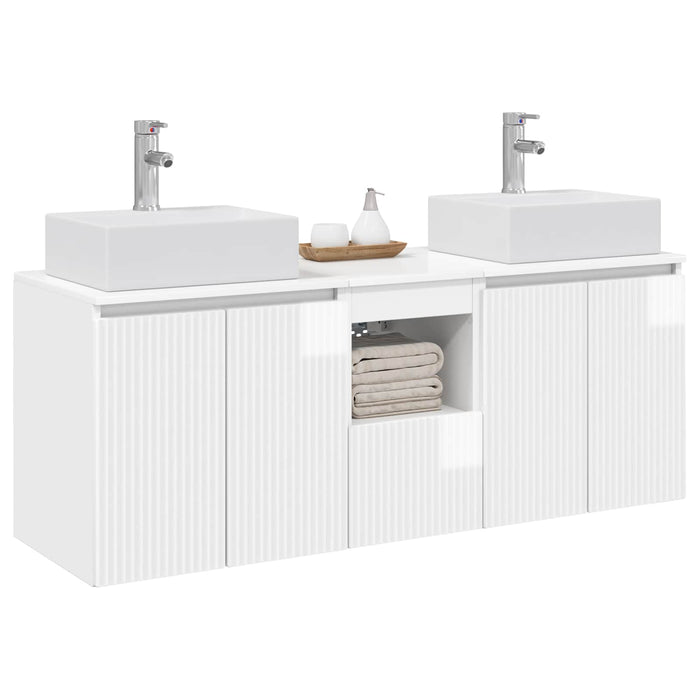 Set dulap baie 3 buc. Alb foarte lucios 49,5 x 41 x 62,5 cm WALTI