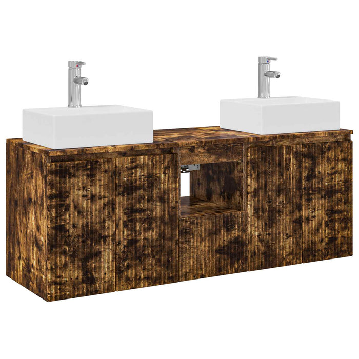 Set dulap baie 3 buc. Stejar fumuriu 49,5 x 41 x 62,5 cm WALTI