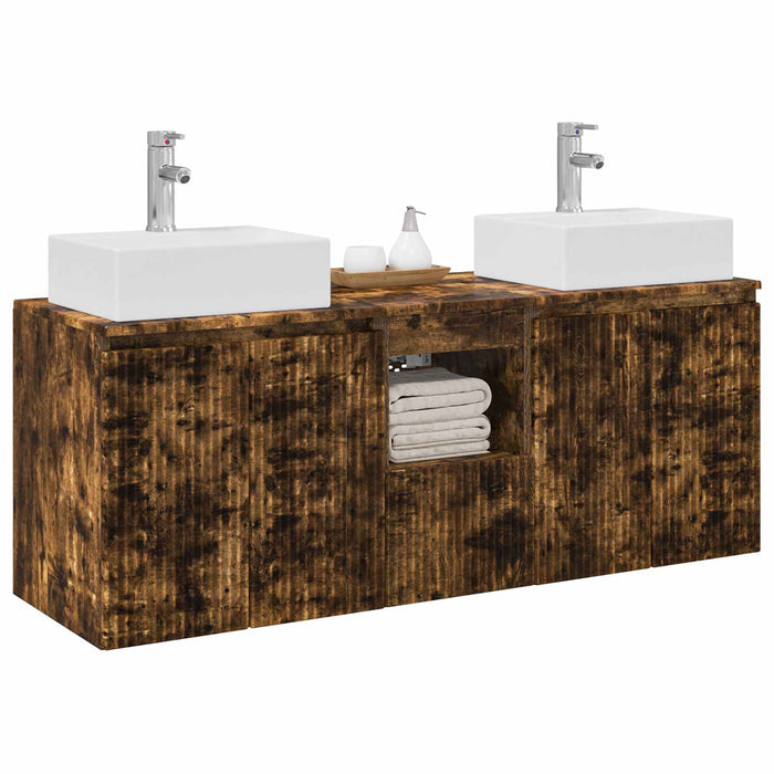 Set dulap baie 3 buc. Stejar fumuriu 49,5 x 41 x 62,5 cm WALTI