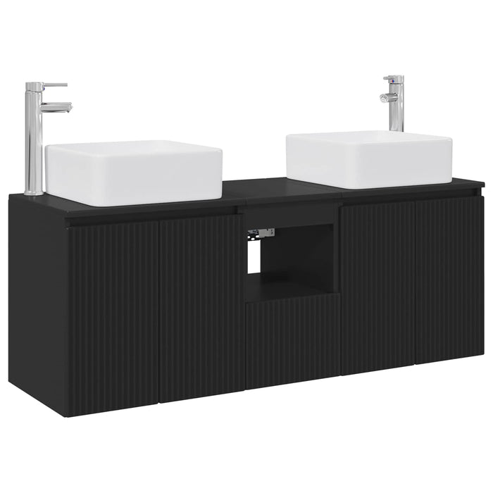 Set dulap baie 3 buc. Negru 53 x 35 x 63 cm Lemn prelucrat WALTI