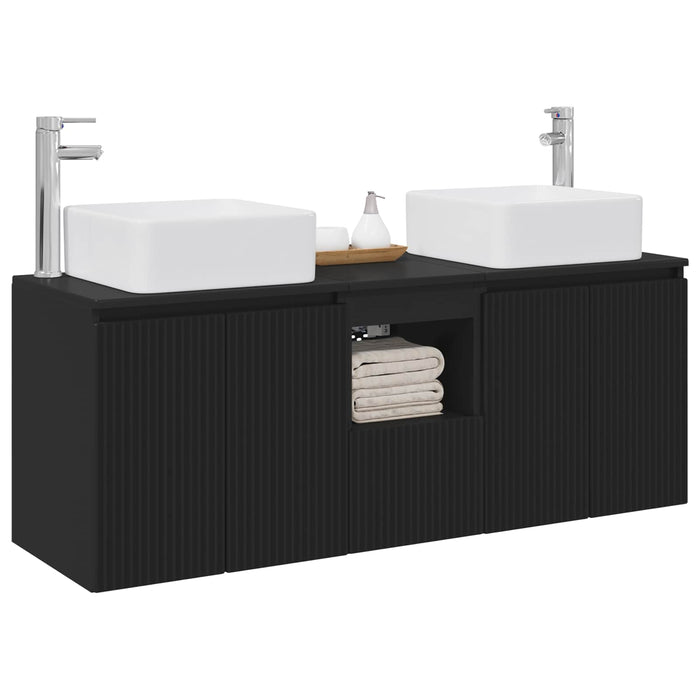 Set dulap baie 3 buc. Negru 53 x 35 x 63 cm Lemn prelucrat WALTI