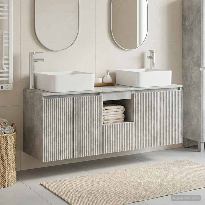 Set dulap baie 3 buc. Gri Beton 53 x 35 x 63 cm Lemn prelucrat WALTI