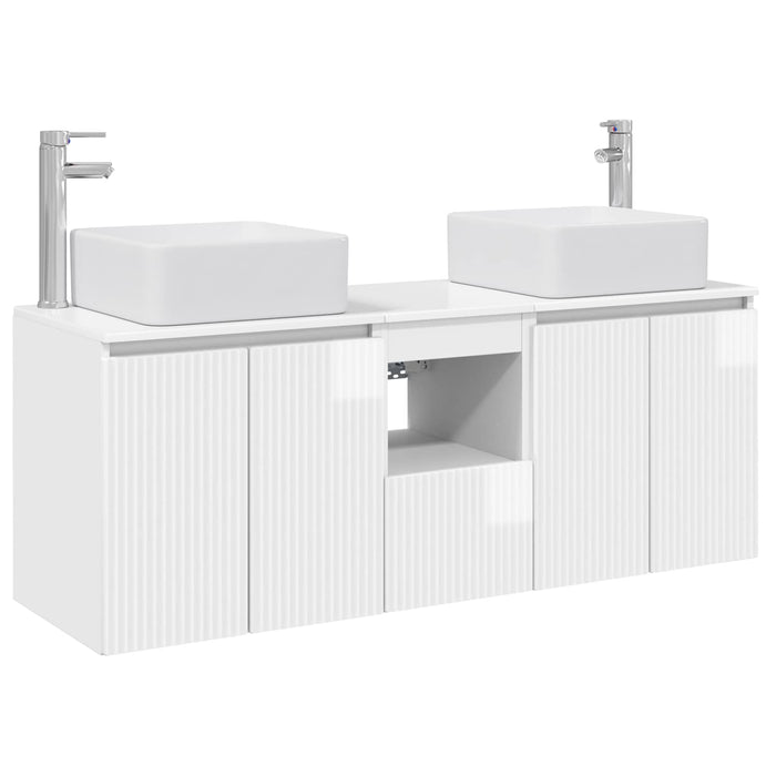 Set dulap baie 3 buc. Alb foarte lucios 53 x 35 x 63 cm WALTI