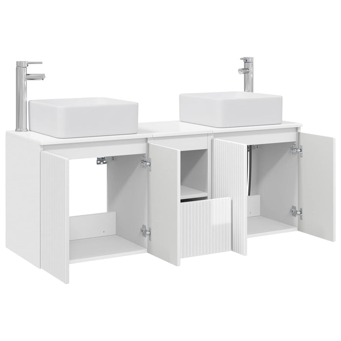 Set dulap baie 3 buc. Alb foarte lucios 53 x 35 x 63 cm WALTI