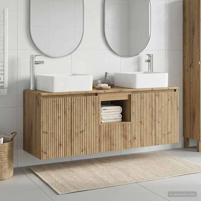 Set dulap baie 3 buc. Stejar Artizanal 53 x 35 x 63 cm WALTI