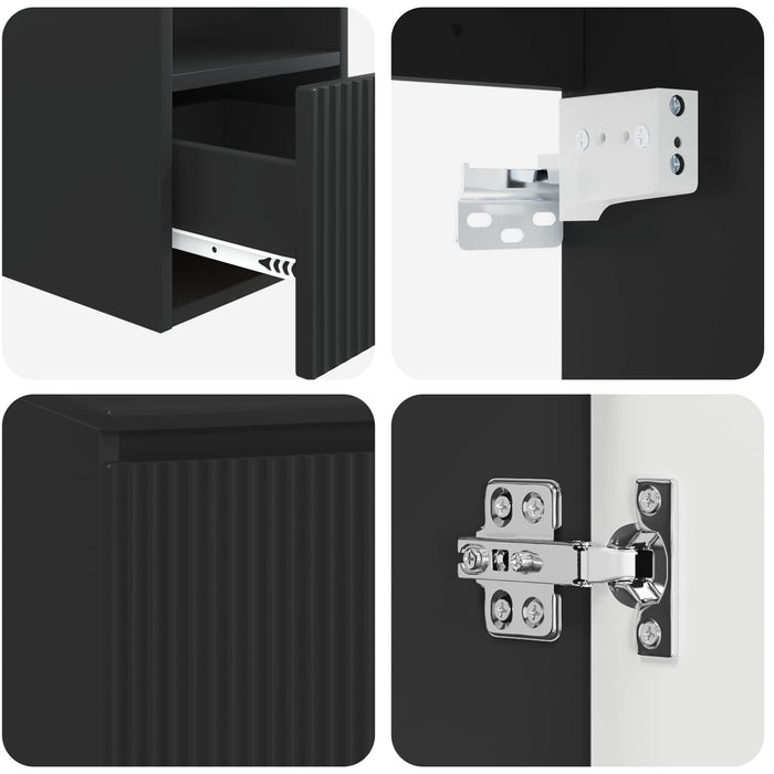 Set dulap baie 3 buc. Negru 49,5 x 44,5 x 65 cm Lemn prelucrat WALTI