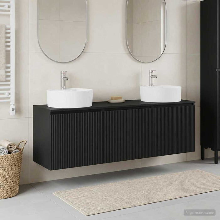 Set dulap baie 3 buc. Negru 49,5 x 44,5 x 65 cm Lemn prelucrat WALTI