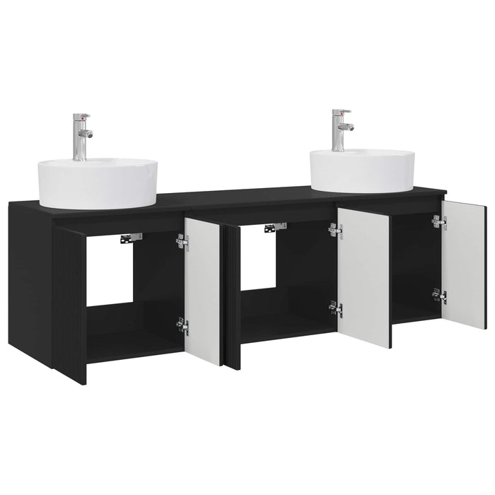 Set dulap baie 3 buc. Negru 49,5 x 44,5 x 65 cm Lemn prelucrat WALTI