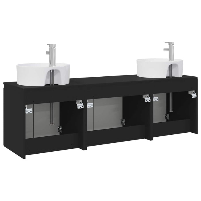 Set dulap baie 3 buc. Negru 49,5 x 44,5 x 65 cm Lemn prelucrat WALTI
