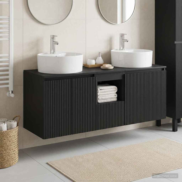 Set dulap baie 3 buc. Negru 49,5 x 44,5 x 65 cm Lemn prelucrat WALTI