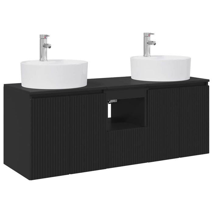 Set dulap baie 3 buc. Negru 49,5 x 44,5 x 65 cm Lemn prelucrat WALTI