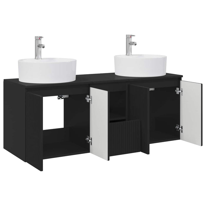 Set dulap baie 3 buc. Negru 49,5 x 44,5 x 65 cm Lemn prelucrat WALTI