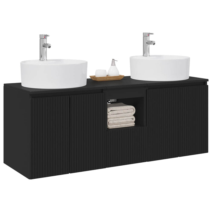 Set dulap baie 3 buc. Negru 49,5 x 44,5 x 65 cm Lemn prelucrat WALTI