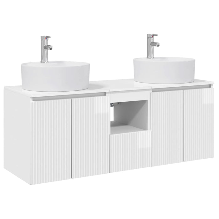 Set dulap baie 3 buc. Alb foarte lucios 49,5 x 44,5 x 65 cm WALTI