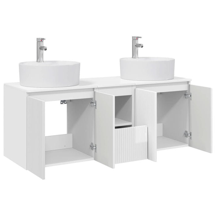 Set dulap baie 3 buc. Alb foarte lucios 49,5 x 44,5 x 65 cm WALTI