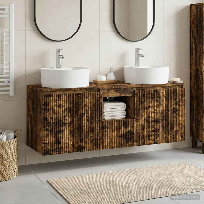 Set dulap baie 3 buc. Stejar fumuriu 49,5 x 44,5 x 65 cm WALTI