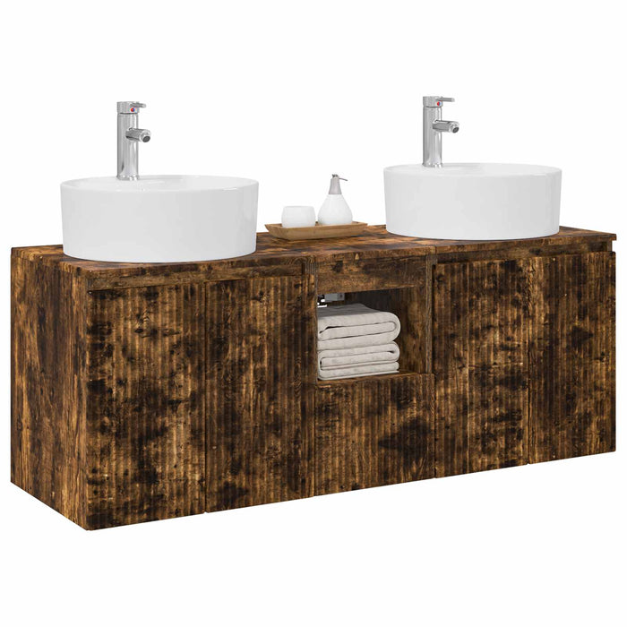 Set dulap baie 3 buc. Stejar fumuriu 49,5 x 44,5 x 65 cm WALTI