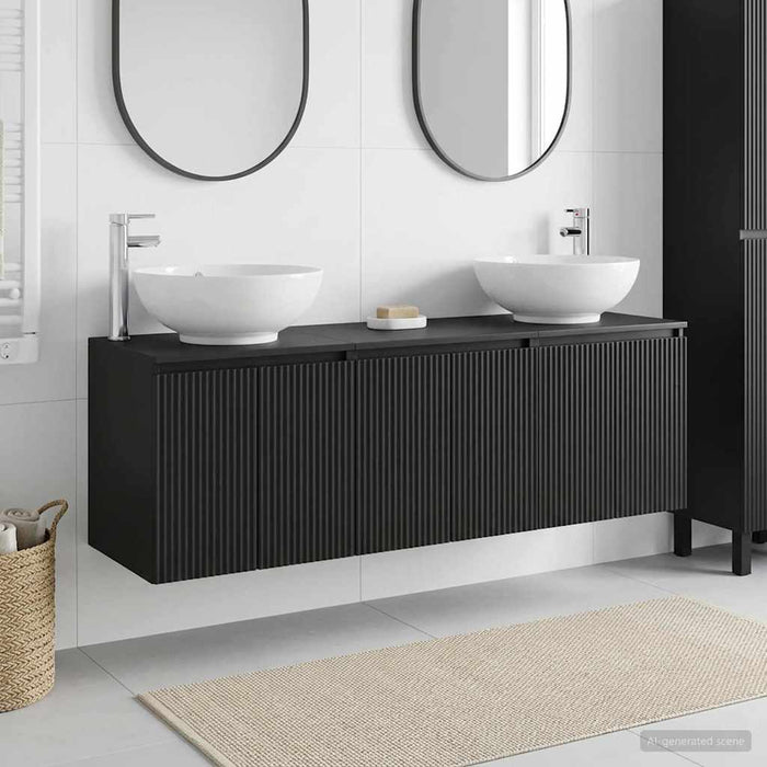 Set dulap baie 3 buc. Negru 49,5 x 44,5 x 65 cm Lemn prelucrat WALTI