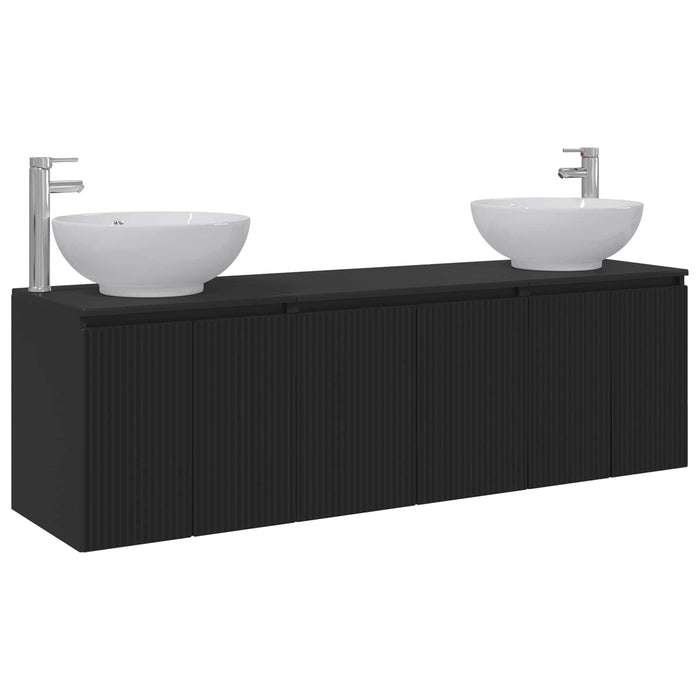 Set dulap baie 3 buc. Negru 49,5 x 44,5 x 65 cm Lemn prelucrat WALTI