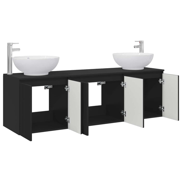 Set dulap baie 3 buc. Negru 49,5 x 44,5 x 65 cm Lemn prelucrat WALTI