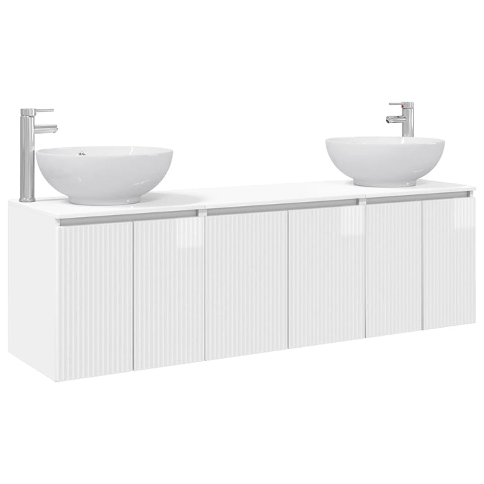 Set dulap baie 3 buc. Alb foarte lucios 49,5 x 44,5 x 65 cm WALTI