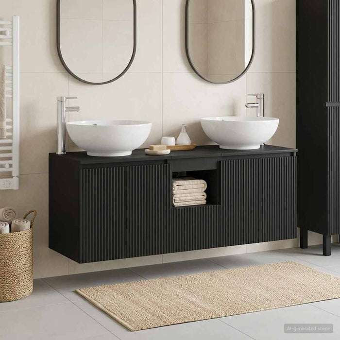 Set dulap baie 3 buc. Negru 49,5 x 44,5 x 65 cm Lemn prelucrat WALTI