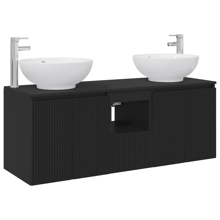 Set dulap baie 3 buc. Negru 49,5 x 44,5 x 65 cm Lemn prelucrat WALTI