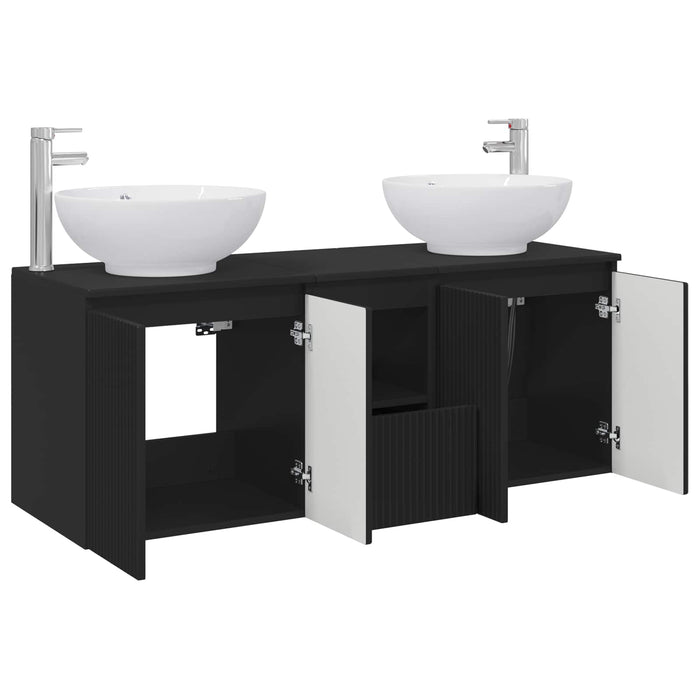 Set dulap baie 3 buc. Negru 49,5 x 44,5 x 65 cm Lemn prelucrat WALTI