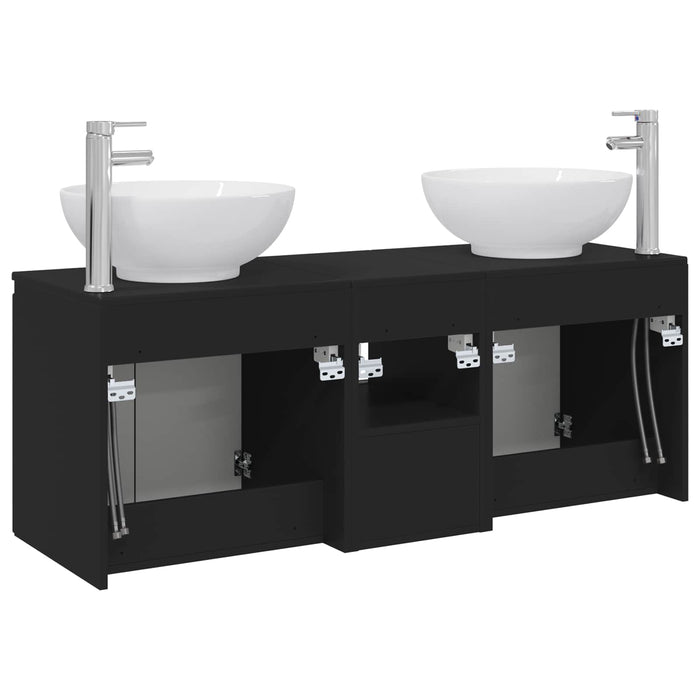 Set dulap baie 3 buc. Negru 49,5 x 44,5 x 65 cm Lemn prelucrat WALTI