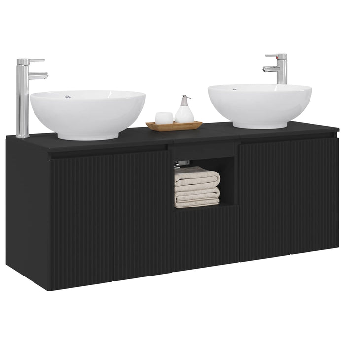 Set dulap baie 3 buc. Negru 49,5 x 44,5 x 65 cm Lemn prelucrat WALTI