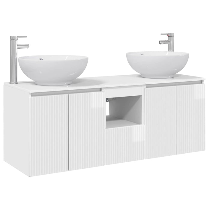 Set dulap baie 3 buc. Alb foarte lucios 49,5 x 44,5 x 65 cm WALTI