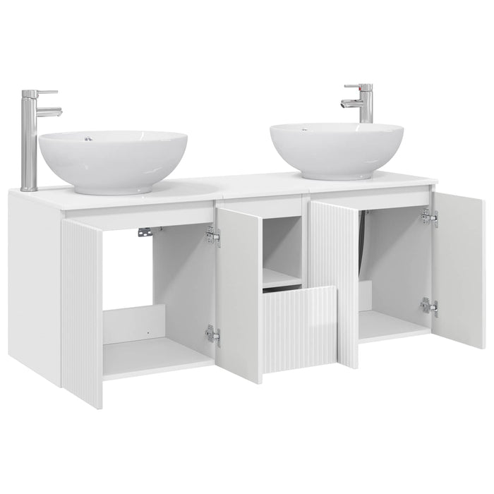 Set dulap baie 3 buc. Alb foarte lucios 49,5 x 44,5 x 65 cm WALTI