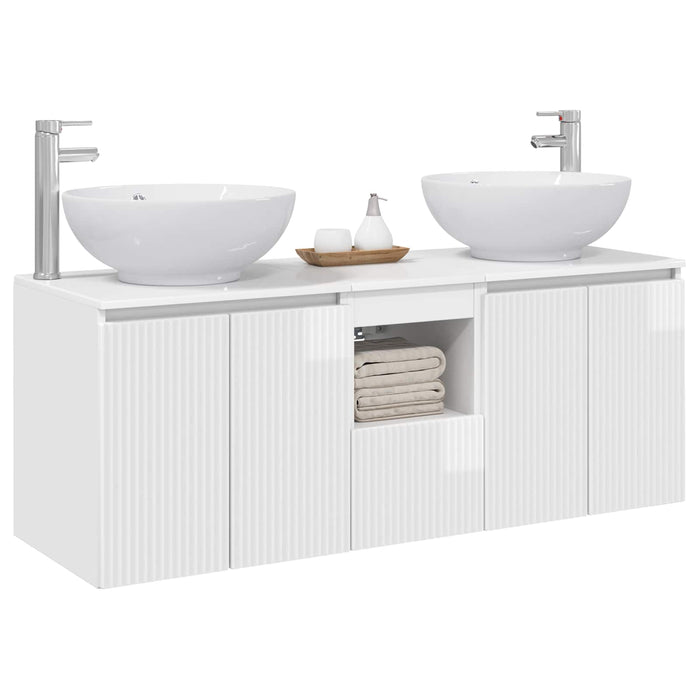 Set dulap baie 3 buc. Alb foarte lucios 49,5 x 44,5 x 65 cm WALTI