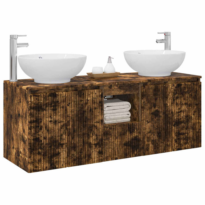 Set dulap baie 3 buc. Stejar fumuriu 49,5 x 44,5 x 65 cm WALTI
