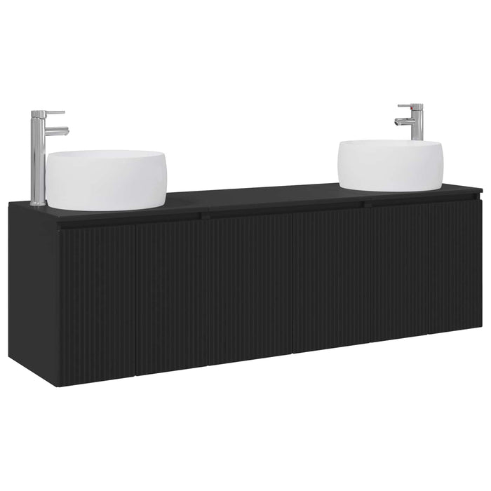 Set dulap baie 3 buc. Negru 49,5 x 44,5 x 66 cm Lemn prelucrat WALTI