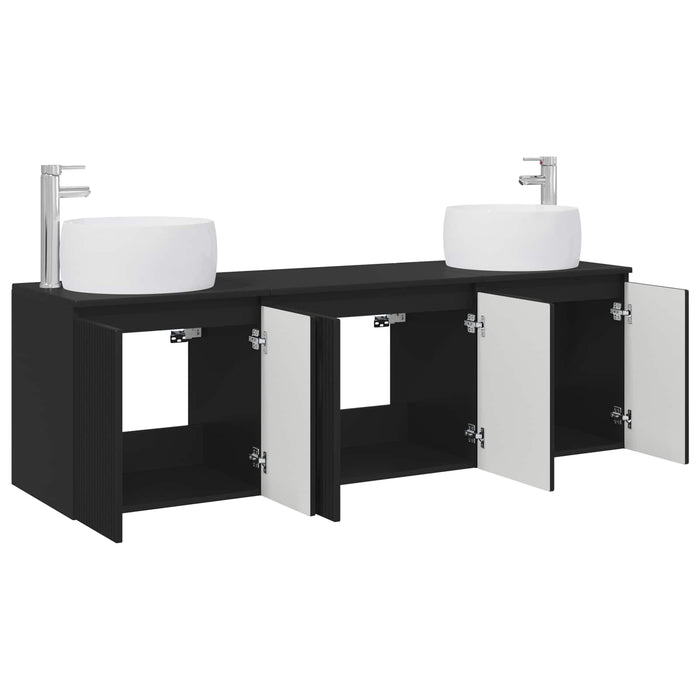 Set dulap baie 3 buc. Negru 49,5 x 44,5 x 66 cm Lemn prelucrat WALTI