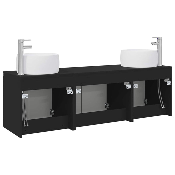 Set dulap baie 3 buc. Negru 49,5 x 44,5 x 66 cm Lemn prelucrat WALTI