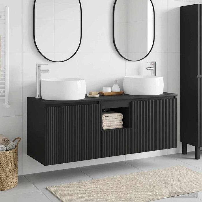 Set dulap baie 3 buc. Negru 49,5 x 44,5 x 66 cm Lemn prelucrat WALTI