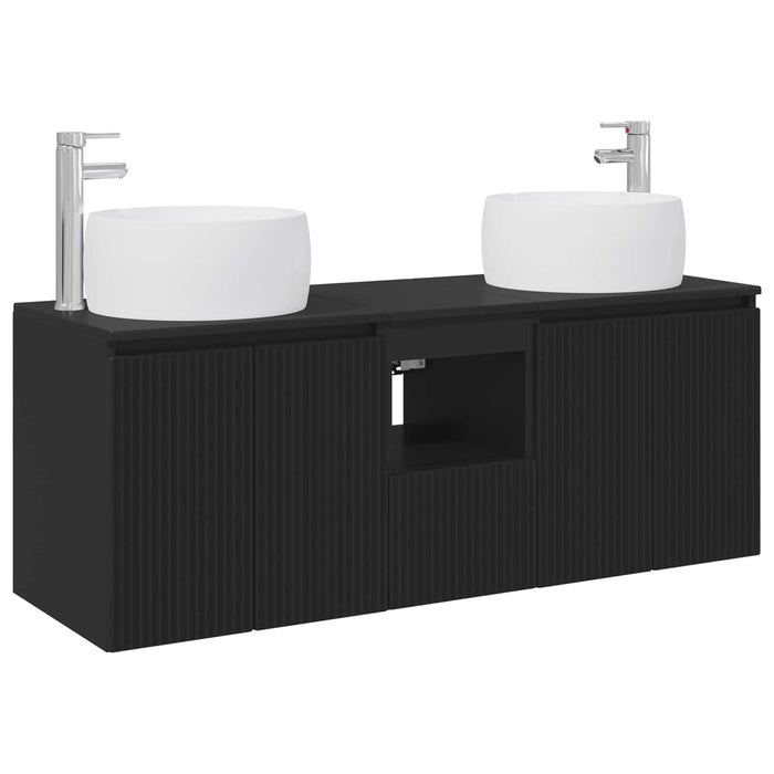 Set dulap baie 3 buc. Negru 49,5 x 44,5 x 66 cm Lemn prelucrat WALTI