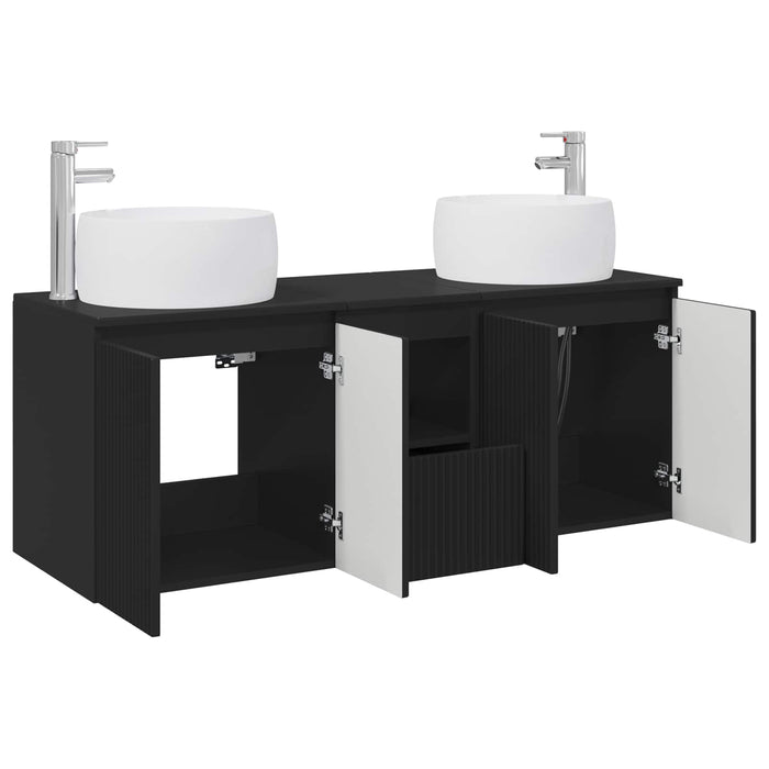 Set dulap baie 3 buc. Negru 49,5 x 44,5 x 66 cm Lemn prelucrat WALTI